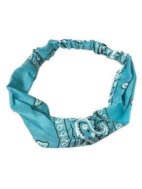 Turquoise Paisley Wide Headband Hair Accessory w/ Elastic Back